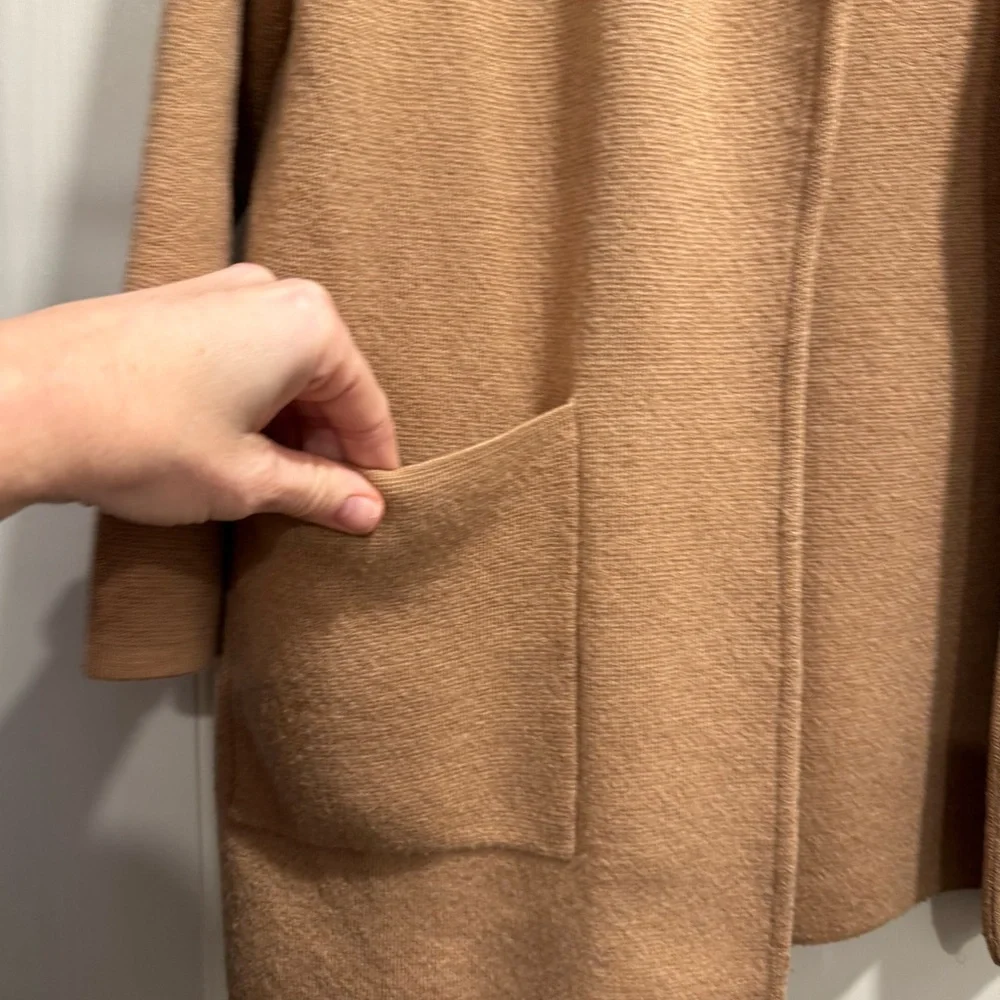 J Crew Women’s Open front sweater blazer‎ Tan Large Preppy Spring Quiet Luxury - Picture 4 of 7